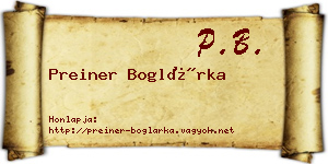 Preiner Boglárka névjegykártya
